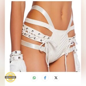 Dolls Kill Club Exx Harness Cream Shorts Bottom